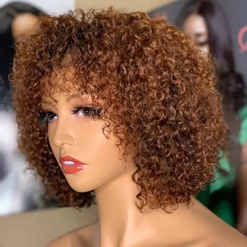 New Design Pixie Curls Wig for black women Ombre Brown Lace Front Wigs with Bangs