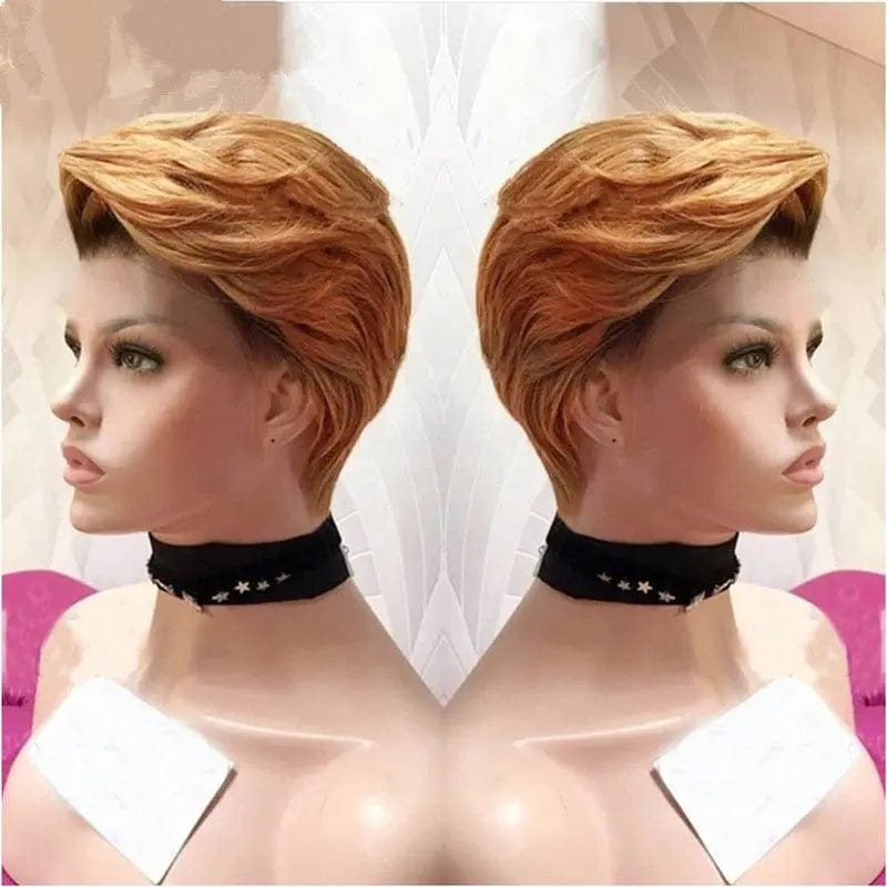 New Design Short Pixie Wigs Natural Wave Ombre Blonde Virgin Hair Lace Front Wig for Black Women