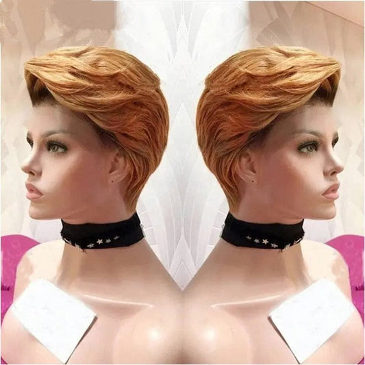 New Design Short Pixie Wigs Natural Wave Ombre Blonde Virgin Hair Lace Front Wig for Black Women