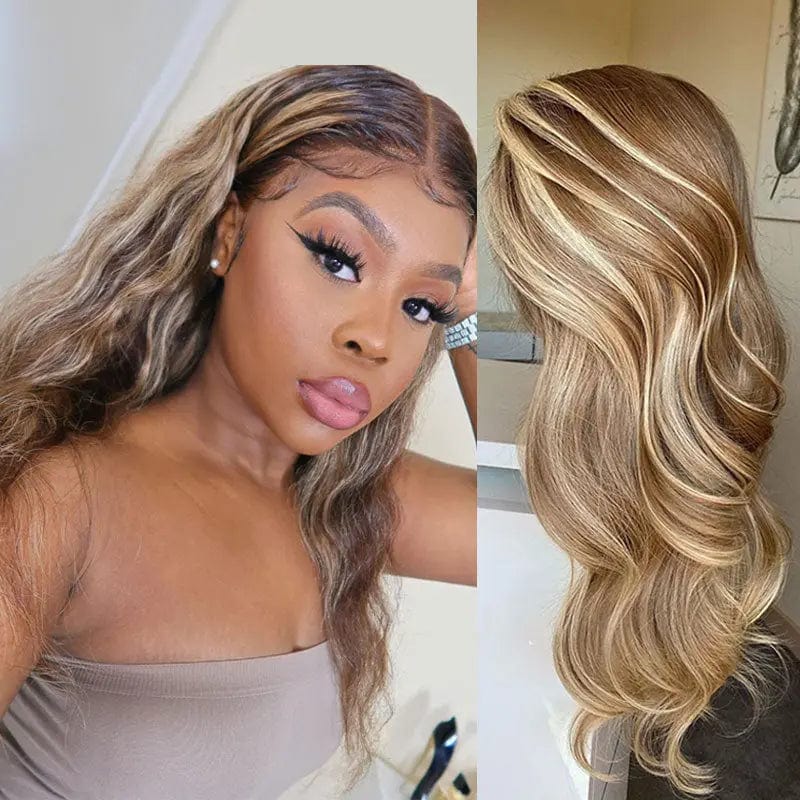 New Fashion Lace Wigs Ombre Straight 28 30 Inch Wig Honey Blonde 13x1 Hd Full Highlight Lace Front Human Hair Wigs On Sale