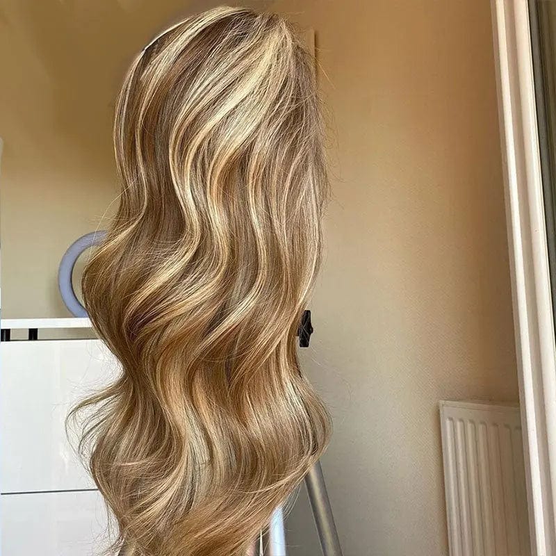 New Fashion Lace Wigs Ombre Straight 28 30 Inch Wig Honey Blonde 13x1 Hd Full Highlight Lace Front Human Hair Wigs On Sale