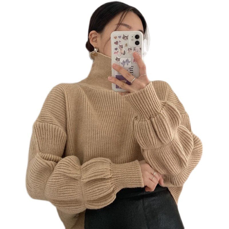 New Lazy Wind Pullover Sweater Women's Outer Loose Thickened High Collar Gentle