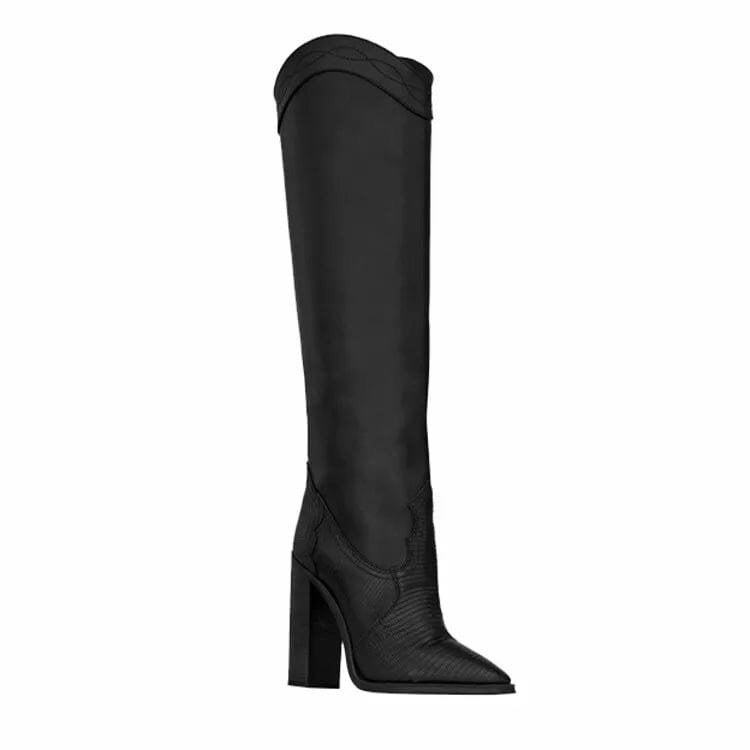 New Luxury Winter Knee High Boots for Women Leather Knee Length Designer Fall Boots Heels Women Shoes