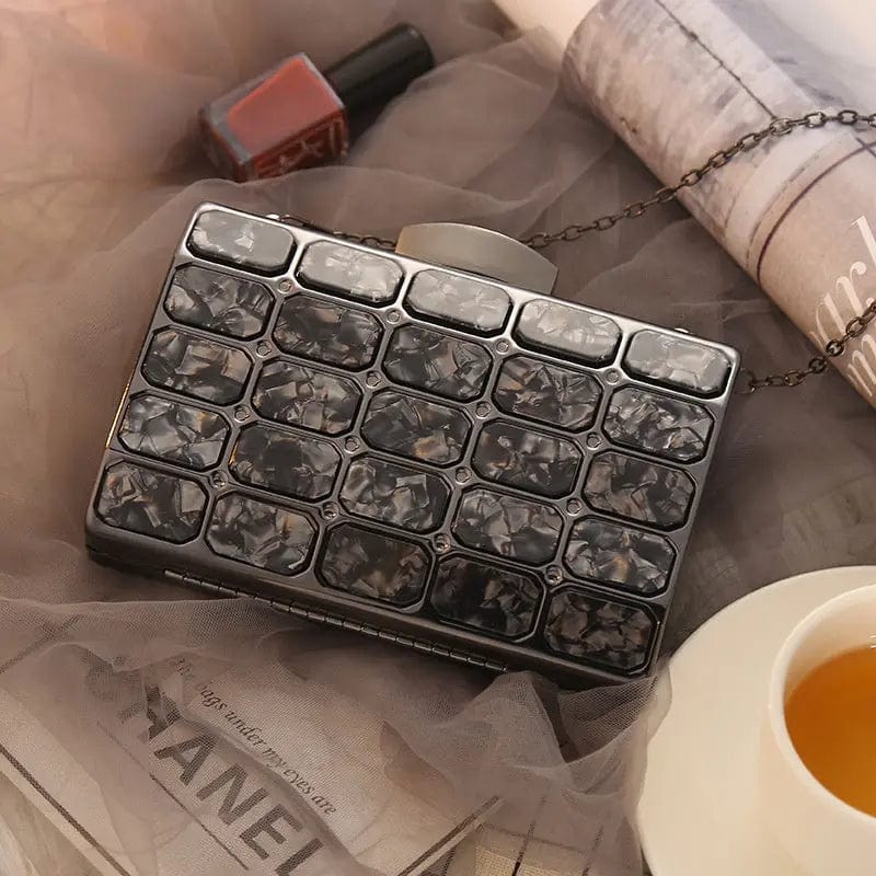 New One Shoulder Dinner Bag European And American Style Metal Chain Acrylic Square Clutch Evening Bag For Women