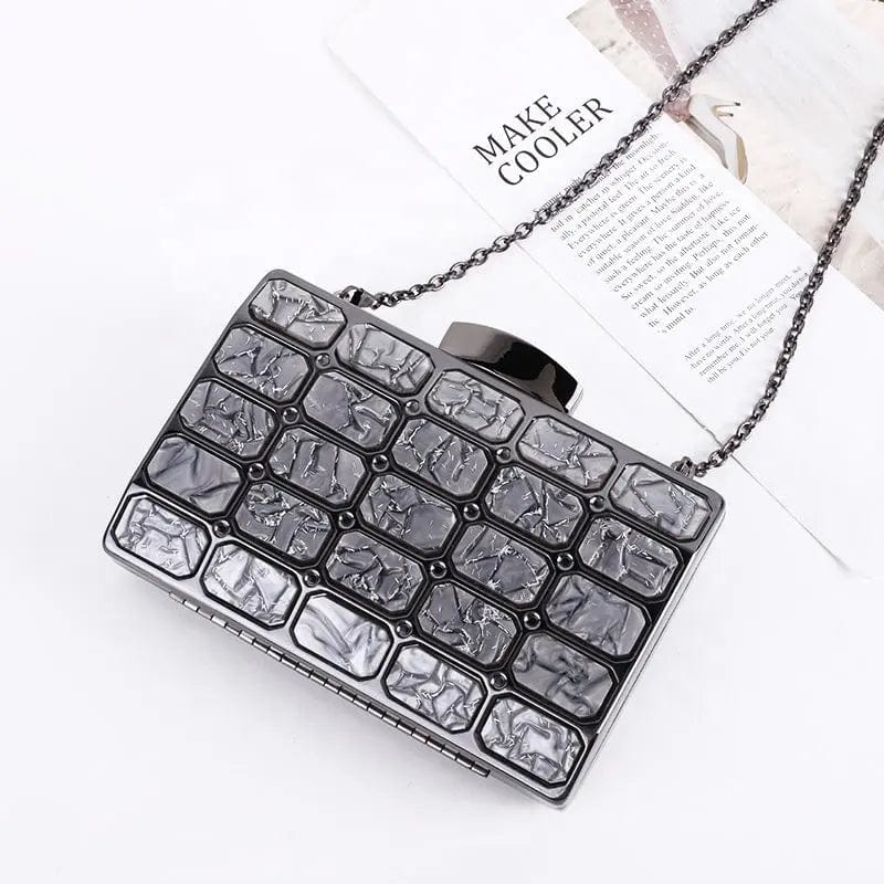 New One Shoulder Dinner Bag European And American Style Metal Chain Acrylic Square Clutch Evening Bag For Women