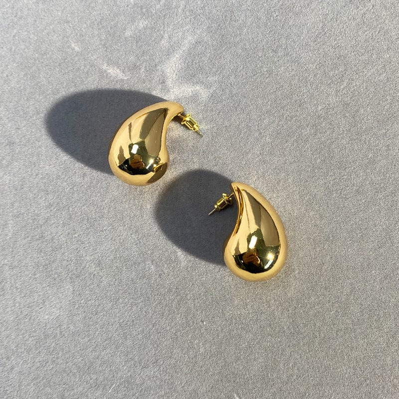 New Products Fashion Jewelry Real Gold/Silver Teardrop Stud Earrings for Women Korea Chunky Metal Hoop Earrings Women