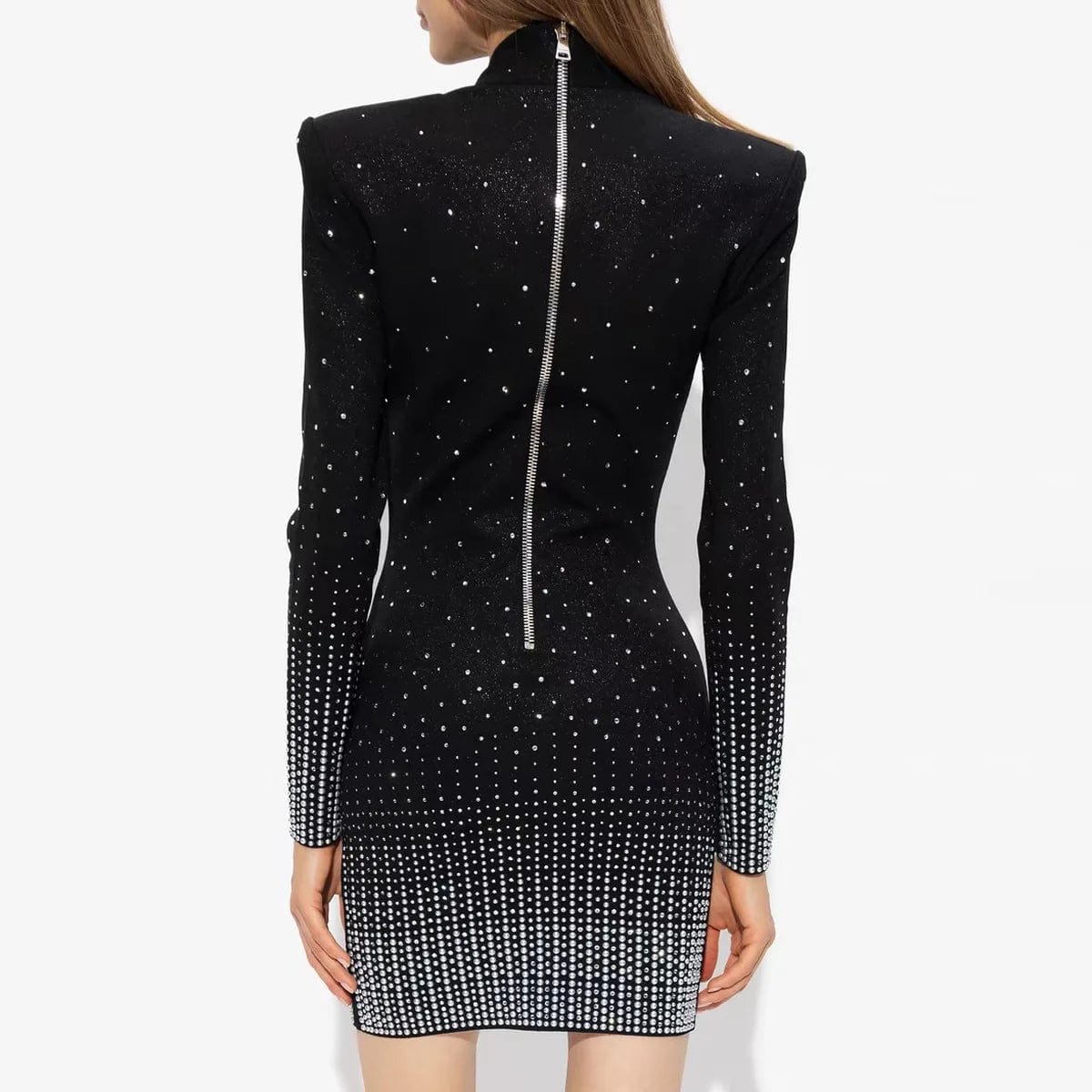 New Sexy Fashion Black Long Sleeve Dress Pearls And Diamond Beading Party Dresses