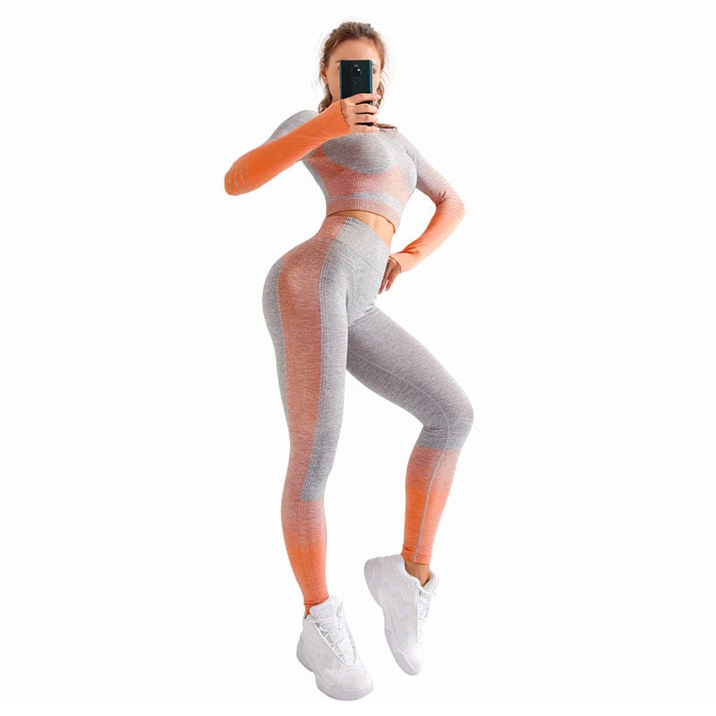 New Sports Butt Lifting Seamless Yoga Suit Running Suit Quick Dry Clothes Fitness Two Sets