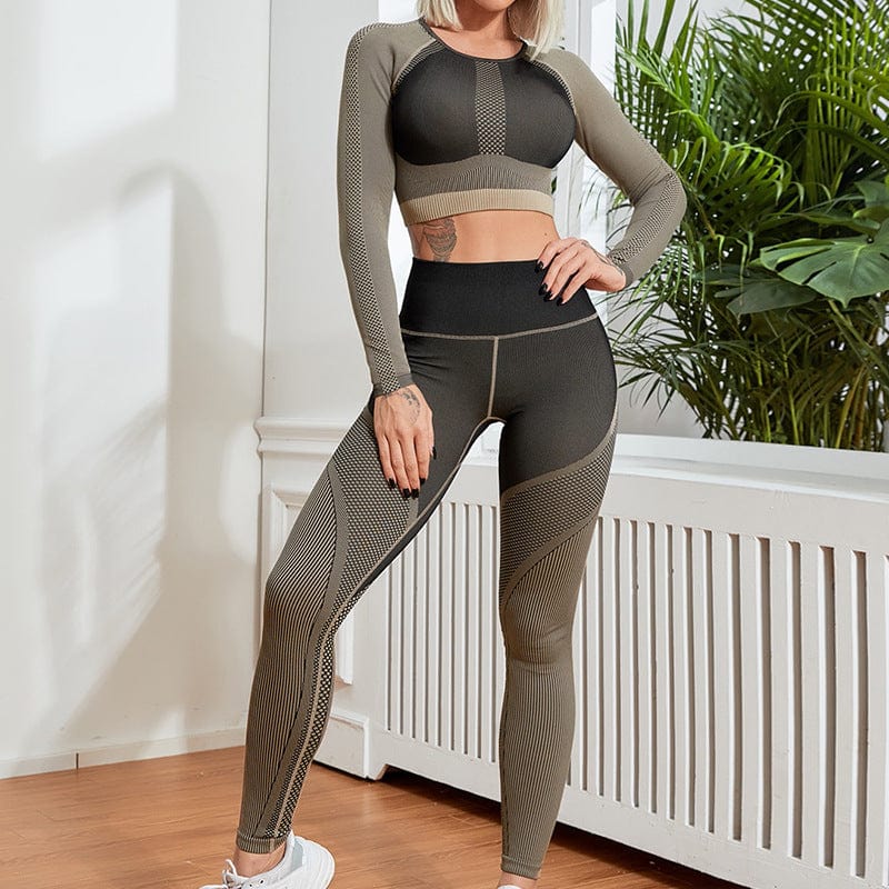 New Spring Seamless Fitness Clothes Long Sleeves Tight High Waist Running Yoga Suit For Women