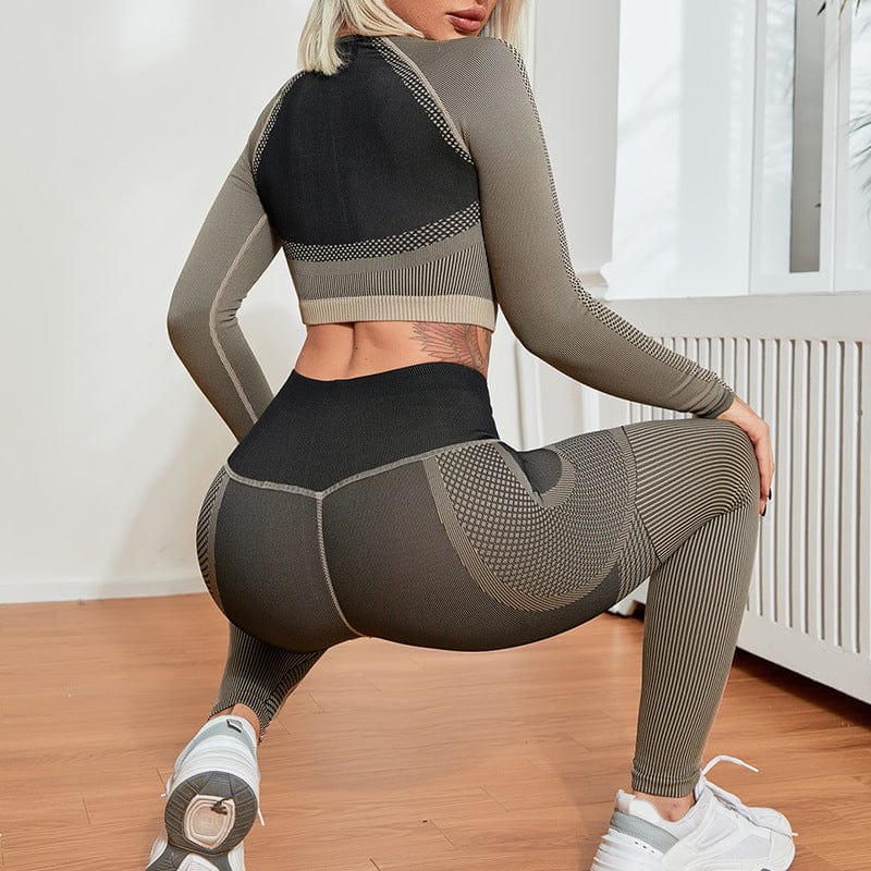 New Spring Seamless Fitness Clothes Long Sleeves Tight High Waist Running Yoga Suit For Women