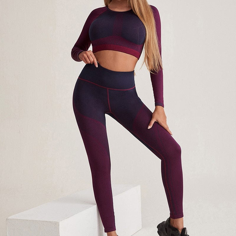 New Spring Seamless Fitness Clothes Long Sleeves Tight High Waist Running Yoga Suit For Women