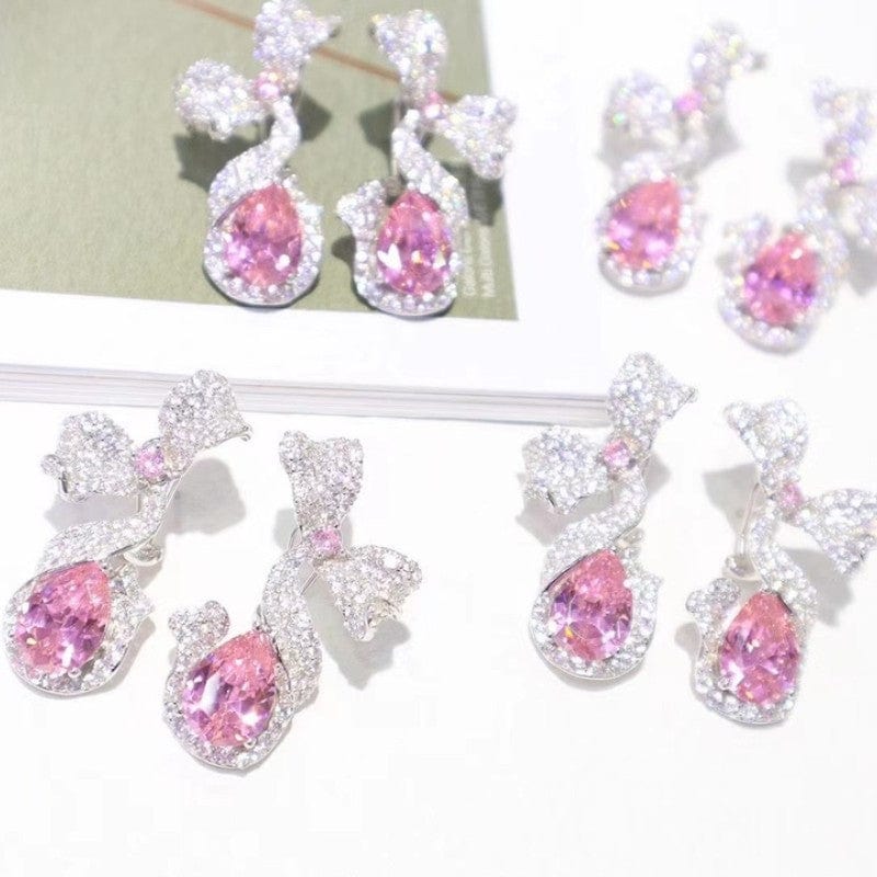 New style 5A Zircon butterfly ice cut fashion custom diamond  pendant earrings for woman