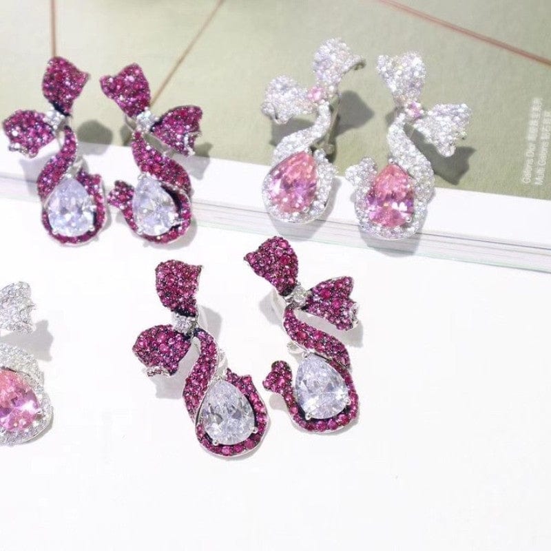 New style 5A Zircon butterfly ice cut fashion custom diamond  pendant earrings for woman