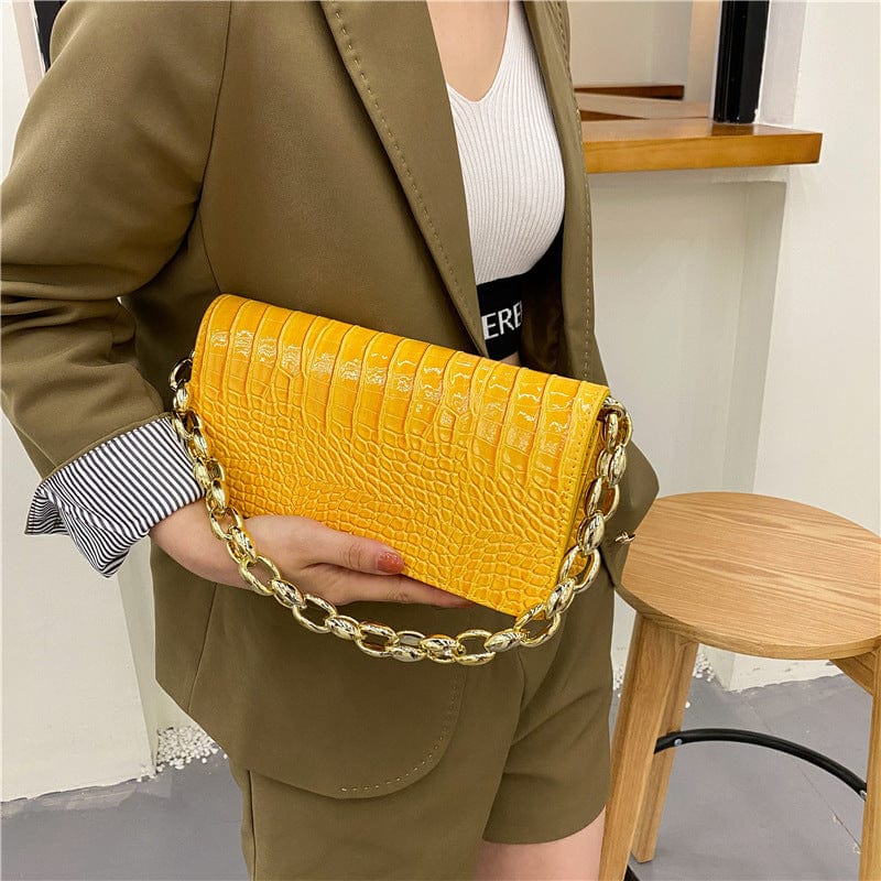 New style female bag fashion trend crocodile pattern small square bag underarm bag chain shoulder handbag