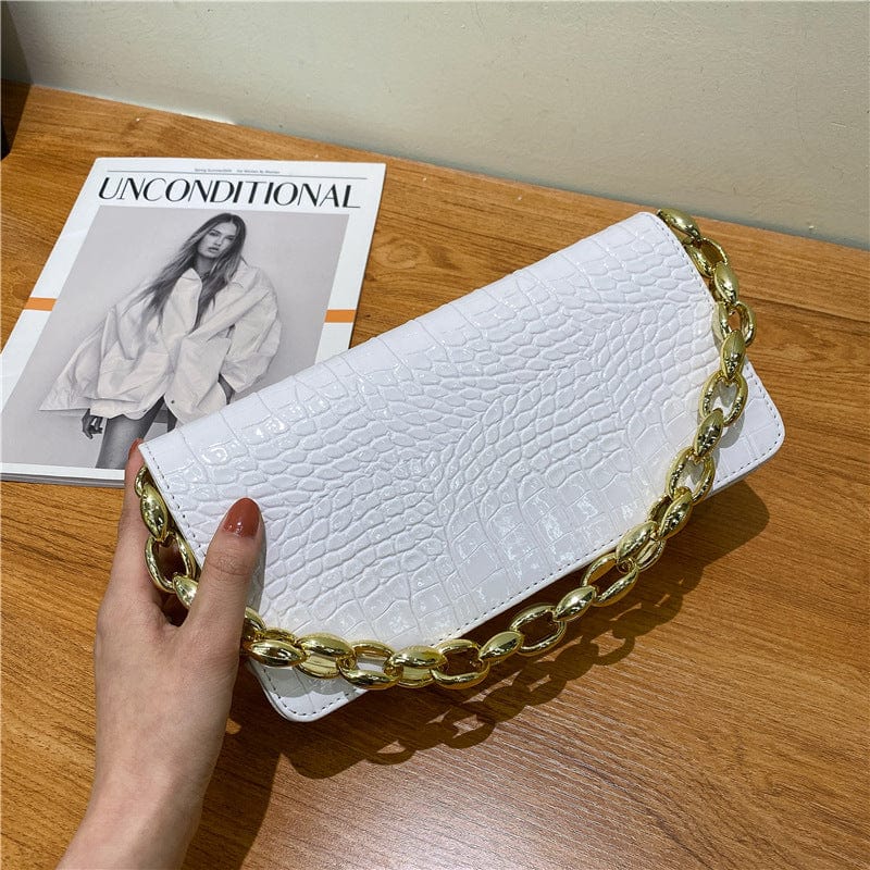 New style female bag fashion trend crocodile pattern small square bag underarm bag chain shoulder handbag