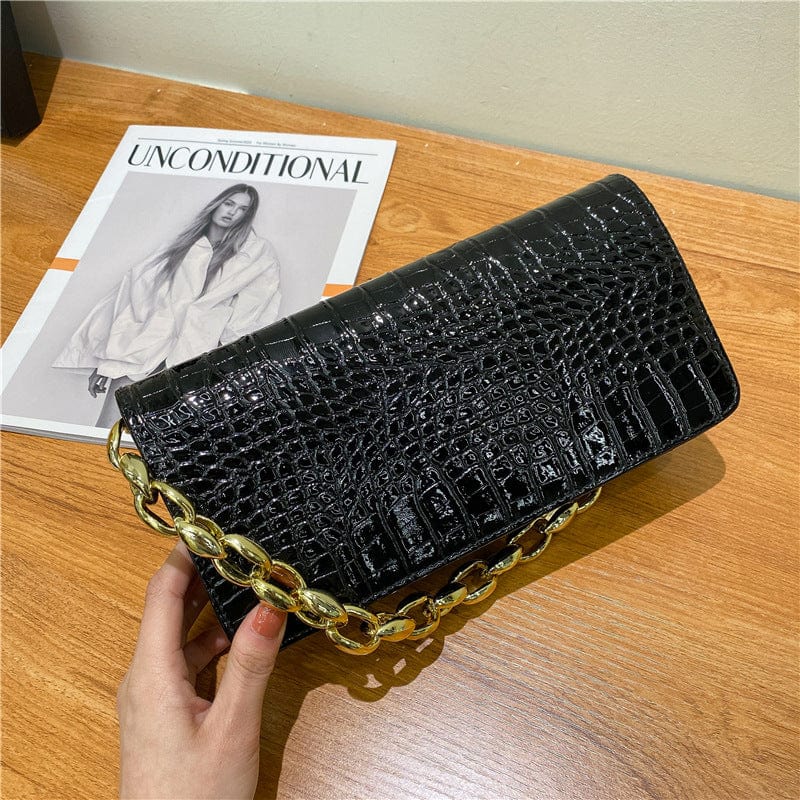 New style female bag fashion trend crocodile pattern small square bag underarm bag chain shoulder handbag