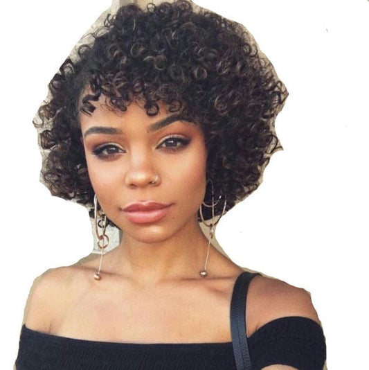 New style kinky  curly pixie cut short full lace wig caps, most popular full lace party wig, afro kinky silk silicone wig cap