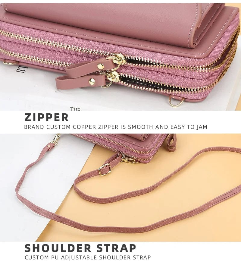 New Style Korea Fashion Women Phone Bag With Zipper Diagonal Cross Bag Phone Wallet With Shoulder Strap