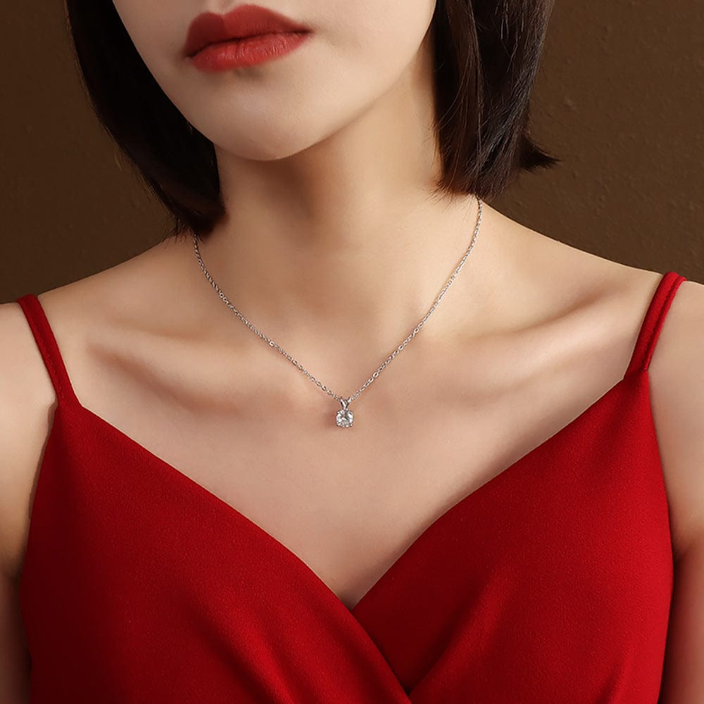 New Style Single Diamond Necklace Advanced Simple Shiny Zircon Pendant Chain Party Jewelry