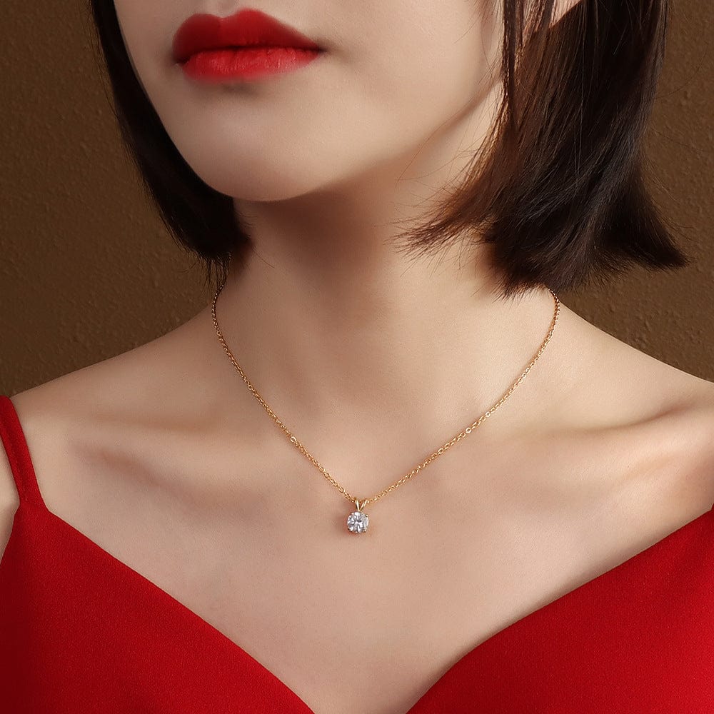 New Style Single Diamond Necklace Advanced Simple Shiny Zircon Pendant Chain Party Jewelry