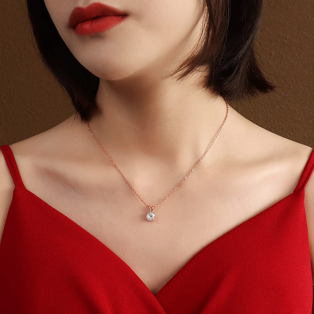 New Style Single Diamond Necklace Advanced Simple Shiny Zircon Pendant Chain Party Jewelry