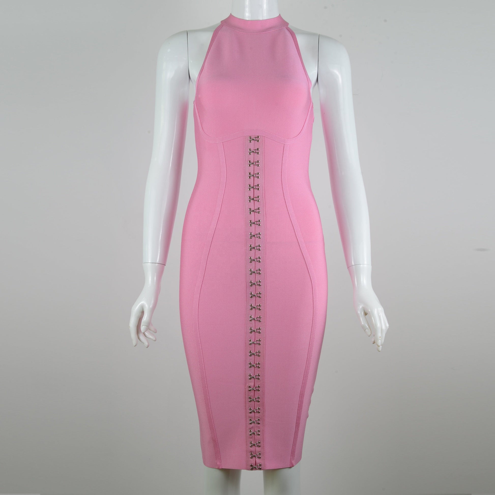 new style women's sleeveless pink bodycon bandage dress rayon bandage dress evening club party dress