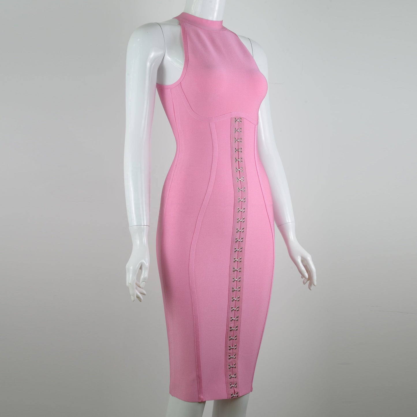 new style women's sleeveless pink bodycon bandage dress rayon bandage dress evening club party dress