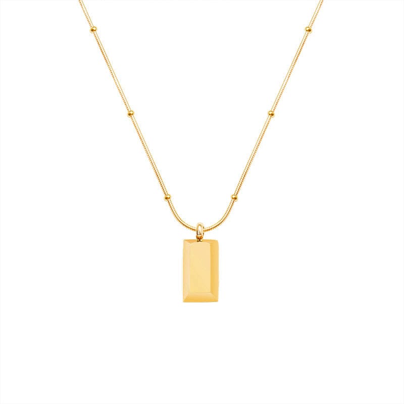 New Super Me Letter Gold Brick Chain Mini Gold Bar Necklace Titanium Steel Gold Plated Versatile