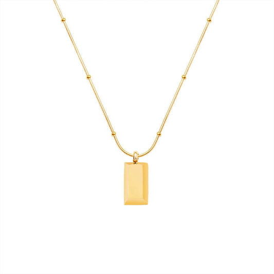 New Super Me Letter Gold Brick Chain Mini Gold Bar Necklace Titanium Steel Gold Plated Versatile