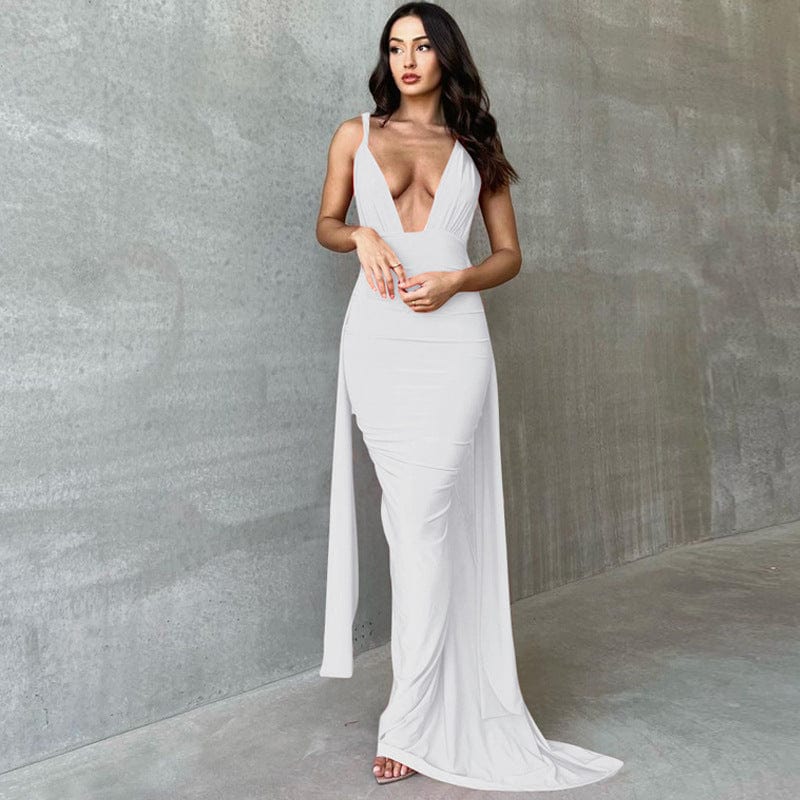 New Trending Ruched backless Sexy Halter Dresses Sleeveless Bodycon Maxi Long Dress Summer Elegant Dress