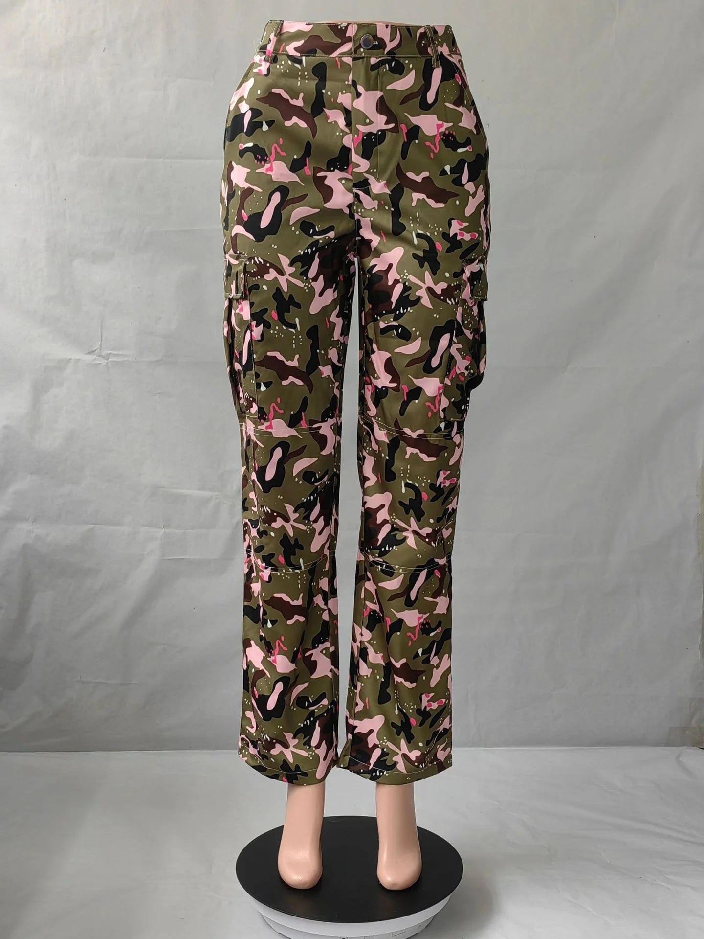 New Trends XS High Waist Pockets Straight Camouflage Pant Woman Camo Cargo Pants For Women 2024