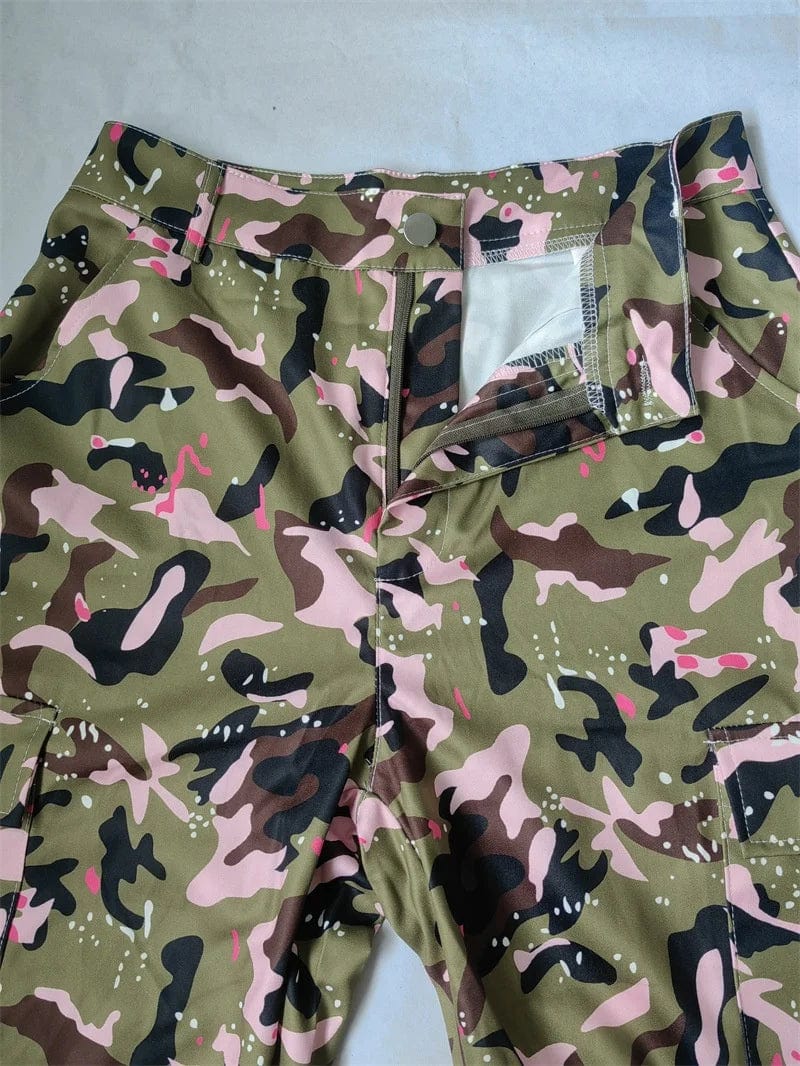 New Trends XS High Waist Pockets Straight Camouflage Pant Woman Camo Cargo Pants For Women 2024