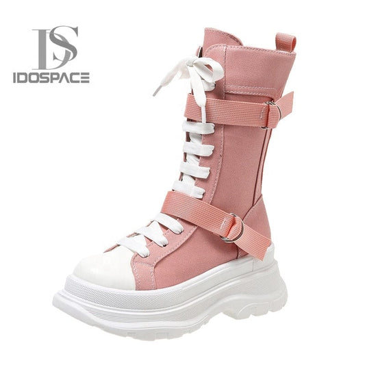 New Trendy Autumn Winter Canvas Easy-matching Fashionable Boots Western Buckle Women Shoes Ladies Boots