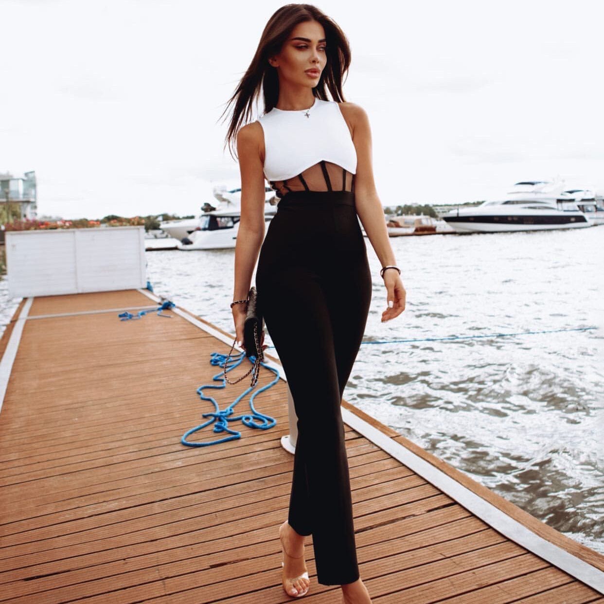 New Trendy Sexy Bodycon Club Party Patchwork Lace Summer Sleeveless Fancy Jumpsuits Knit Spring Women One Piece Jumpsuit