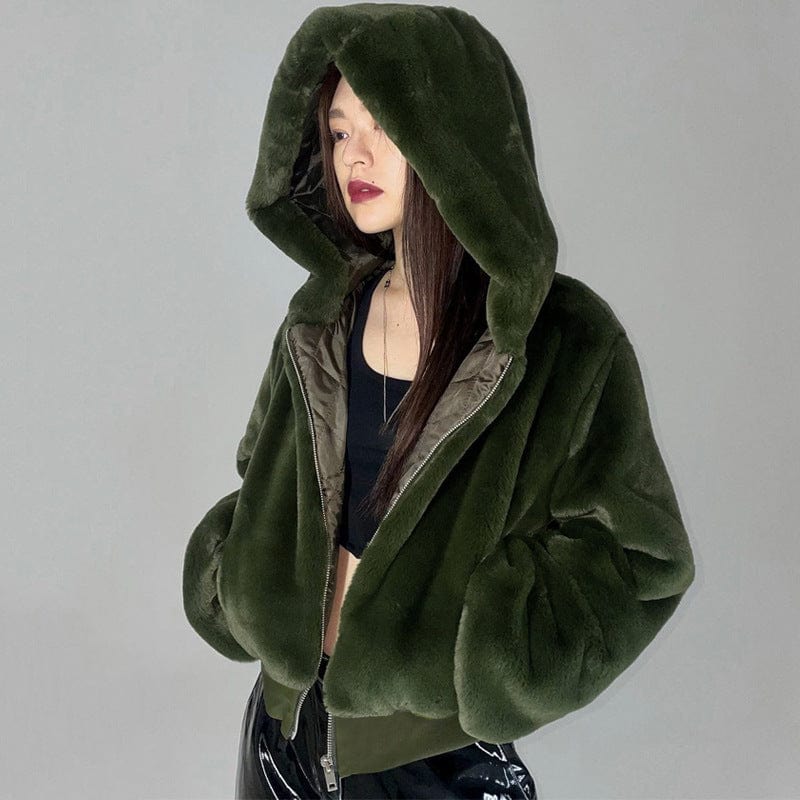 New Winter Fashion Velvet Coats Casual Womens Long Sleeve Zipper  Coats Women Army Green Womens Hooded Coats