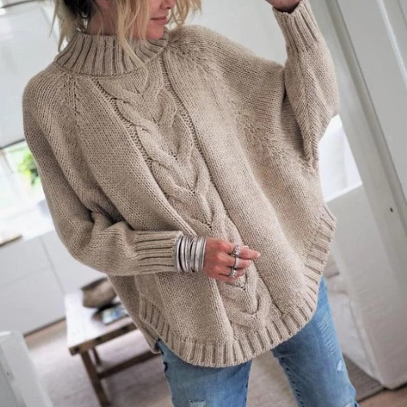 New Women's Pullover Sweater Loose European American Idle Style Turtleneck