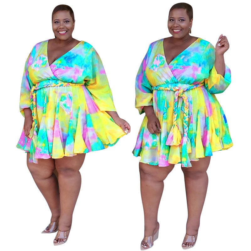 New Women's Sexy plus size woman clothe dress with flare wide bottom