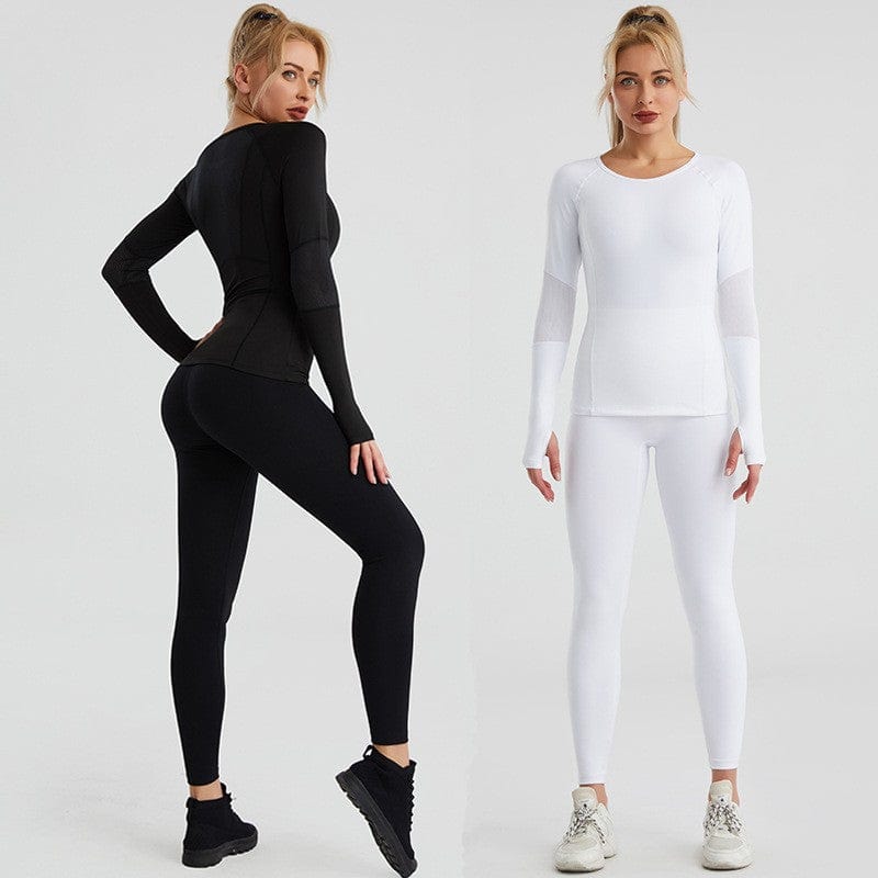 New yoga suit set women's European and American cross-border sportswear long sleeved quick drying