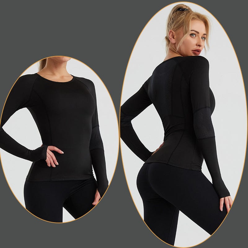 New yoga suit set women's European and American cross-border sportswear long sleeved quick drying