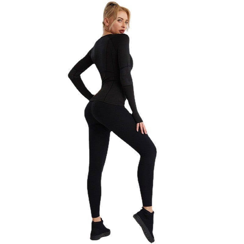 New yoga suit set women's European and American cross-border sportswear long sleeved quick drying