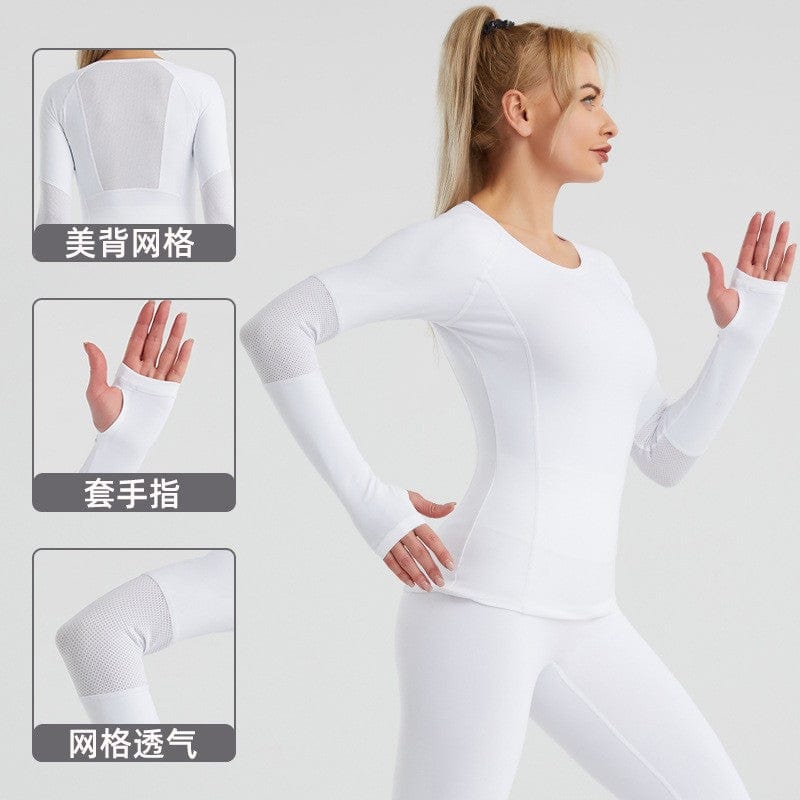 New yoga suit set women's European and American cross-border sportswear long sleeved quick drying