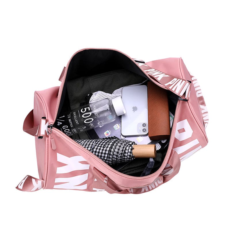 New Zipper Weekender Sport Gym Outdoor Pink Ladies Travel Bag Luggage Waterproof Duffle Fitness Bag Women