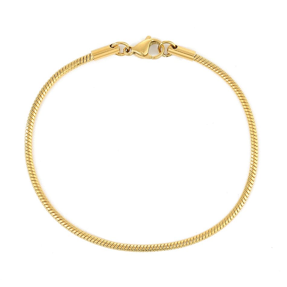 Newest Dainty Gold Plated  1mm 1.5mm 2mm Thin Chain Stainless Steel Round Snake Delicate Bracelet For Women