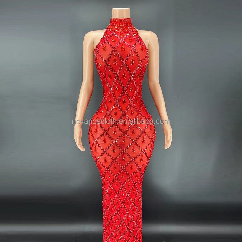 NOCANCE Y2360 new year 2023 blingbling diamonds sequins sexy sleeveless evening gown dress elegant maternity dress photoshoot