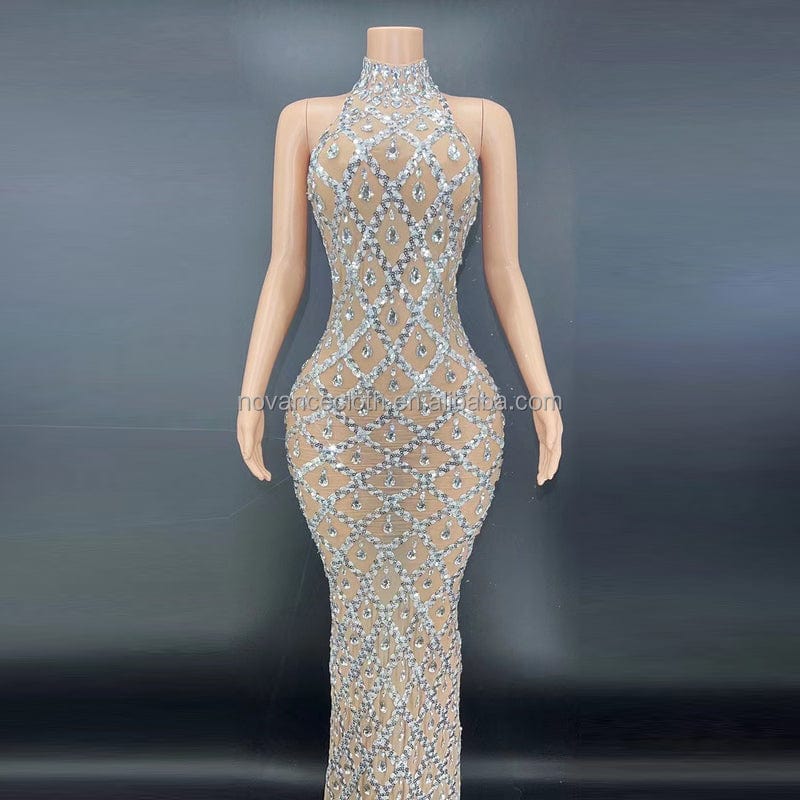 NOCANCE Y2360 new year 2023 blingbling diamonds sequins sexy sleeveless evening gown dress elegant maternity dress photoshoot