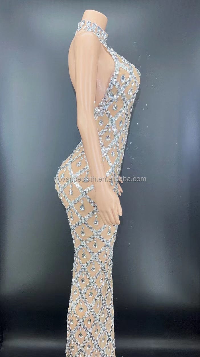 NOCANCE Y2360 new year 2023 blingbling diamonds sequins sexy sleeveless evening gown dress elegant maternity dress photoshoot