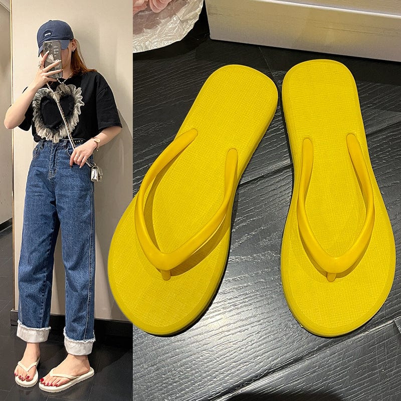 Non slip simple flip flops indoor outdoor women's new ladies flats shoes style wears clip foot women beach sandals slippers