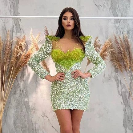 NOVANCE 2023 new product shiny crystals sequins sexy tube top light green dresses evening dresses elegant for nightclub bar