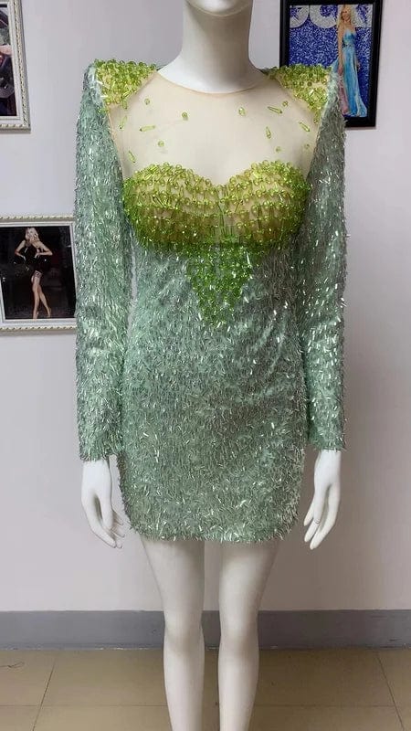 NOVANCE 2023 new product shiny crystals sequins sexy tube top light green dresses evening dresses elegant for nightclub bar