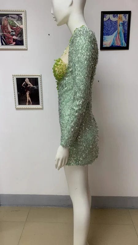 NOVANCE 2023 new product shiny crystals sequins sexy tube top light green dresses evening dresses elegant for nightclub bar